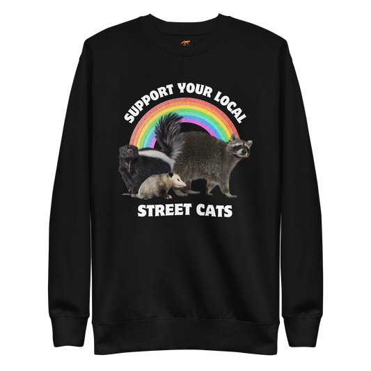 Support Your Local Street Cats Graphic Premium Sweatshirt Online - Black - Boozy Fox