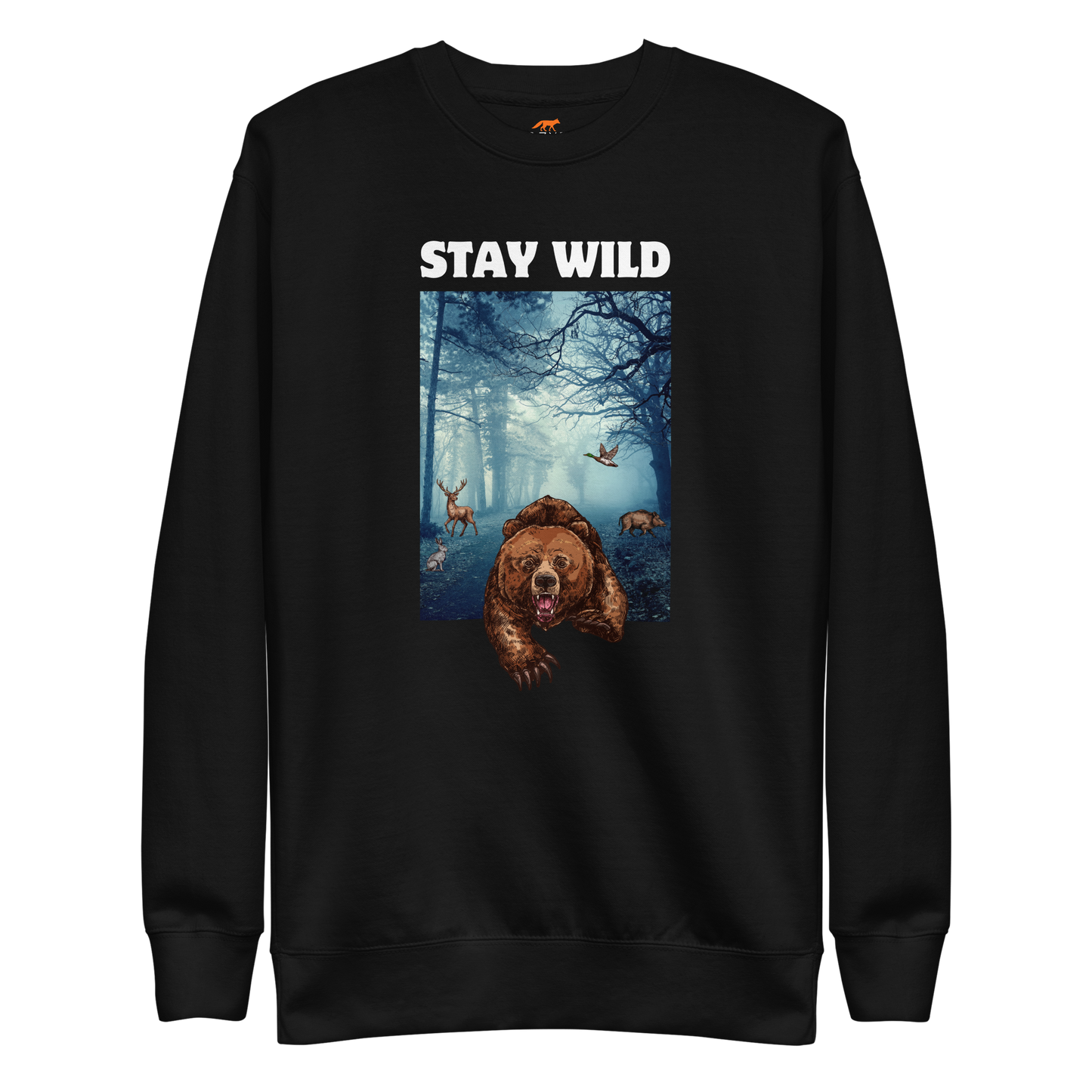 Stay Wild Bear Graphic Premium Sweatshirt Online - Black - Boozy Fox