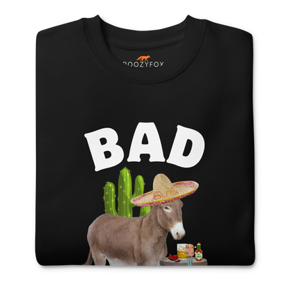 Front details of a Black Bad Ass Donkey Graphic Premium Sweatshirt - Boozy Fox