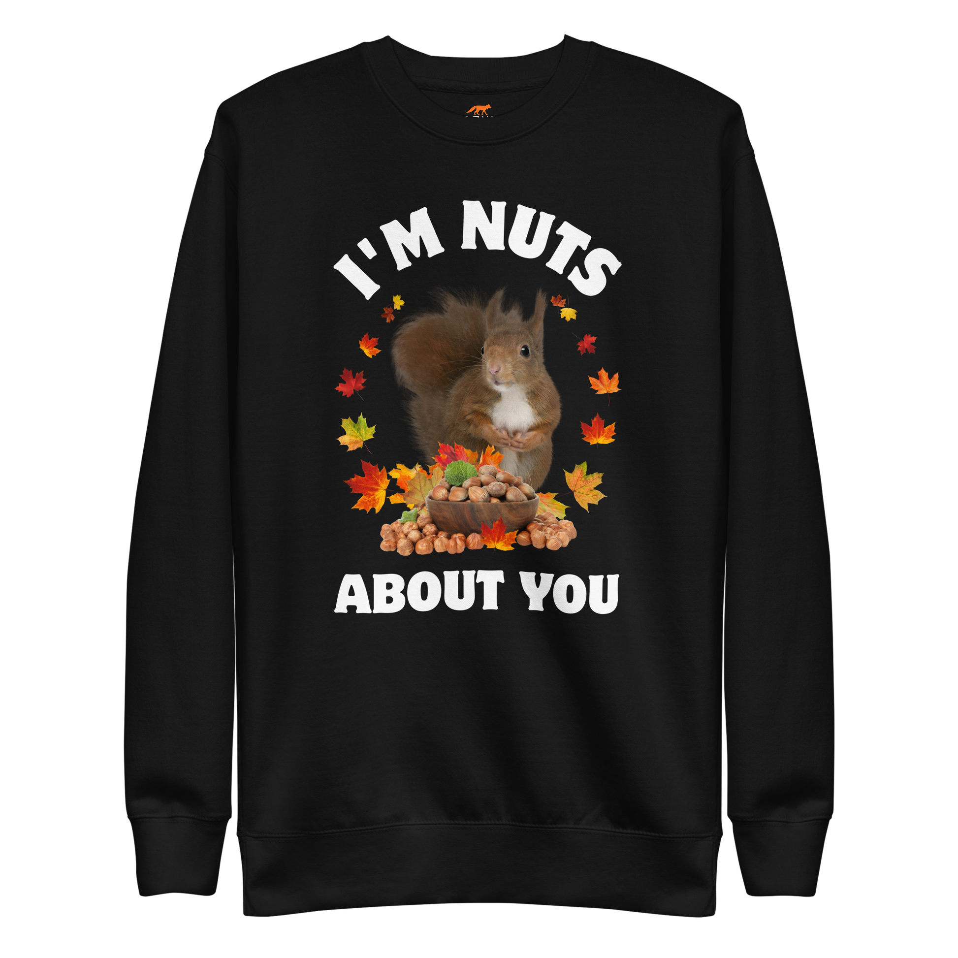 I’m Nuts About You Squirrel Graphic Premium Sweatshirt Online - Black - Boozy Fox