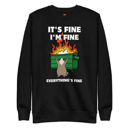 Funny Dumpster Fire Raccoon premium graphic sweatshirt in black by Boozy Fox