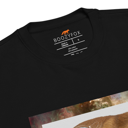 Product details of a Black Space Fox Graphic Premium Sweatshirt - Boozy Fox