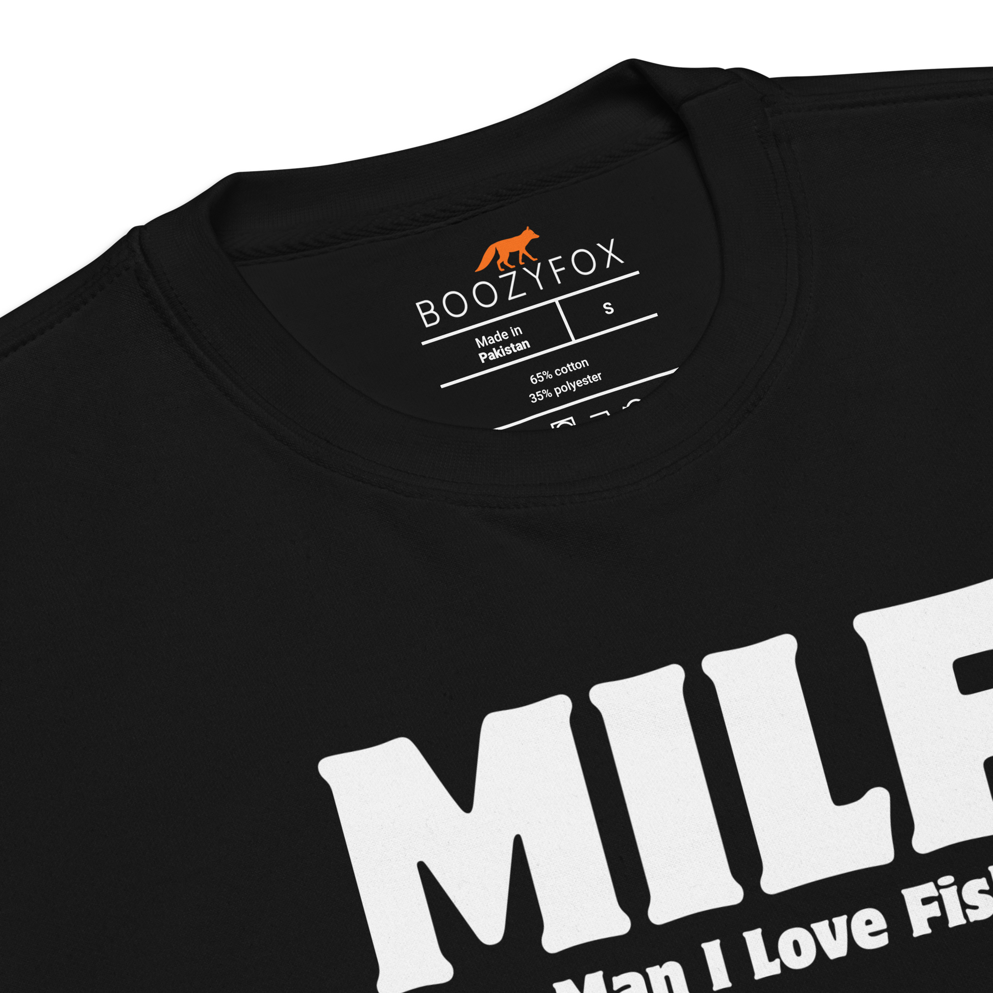 Product details of a Black Man I Love Fish Graphic Premium Sweatshirt - Boozy Fox