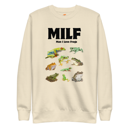 Man I Love Frogs Graphic Premium Sweatshirt Online - Bone - Boozy Fox
