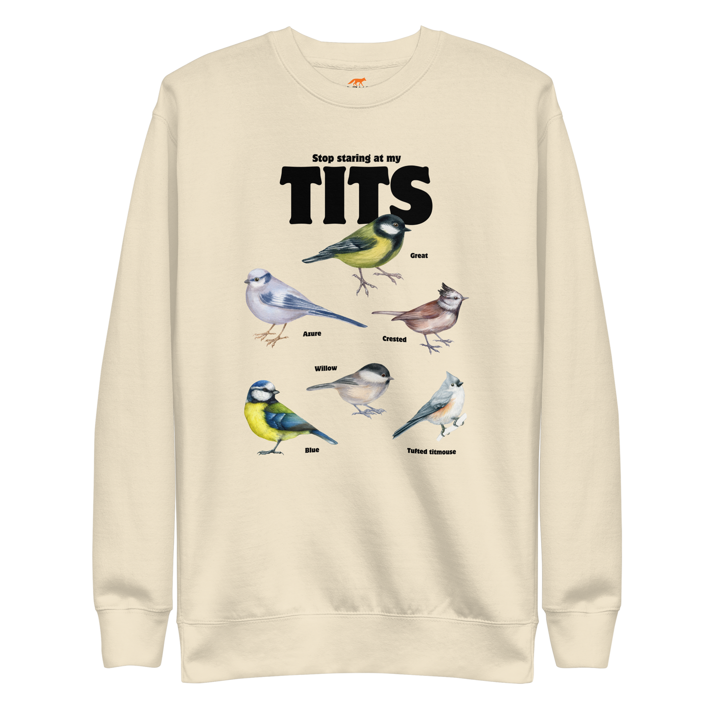 Stop Staring At My Tits Graphic Premium Sweatshirt Online - Bone - Boozy Fox