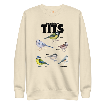 Stop Staring At My Tits Graphic Premium Sweatshirt Online - Bone - Boozy Fox