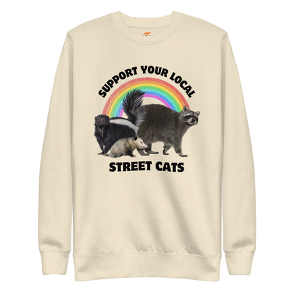 Support Your Local Street Cats Graphic Premium Sweatshirt Online - Bone - Boozy Fox