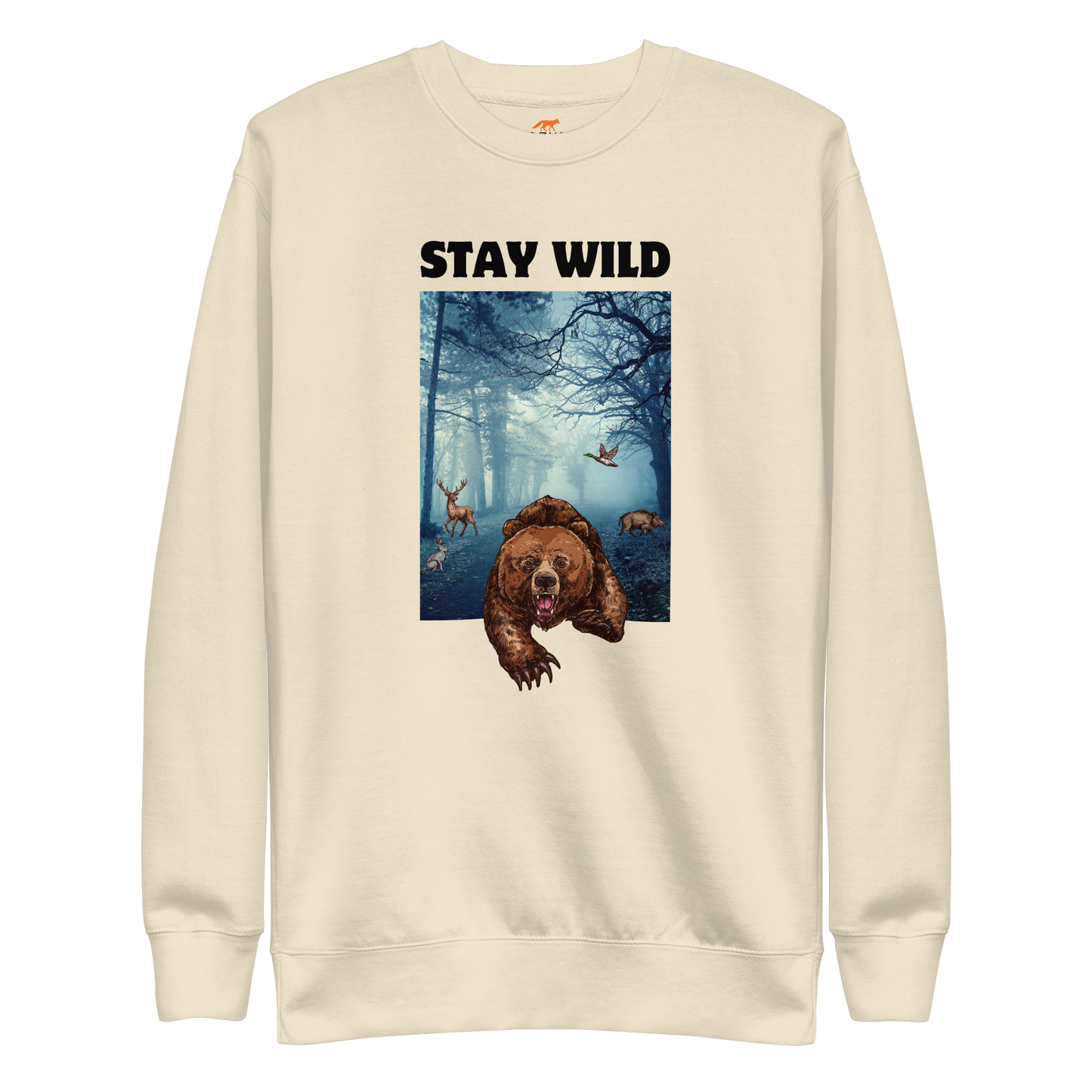 Stay Wild Bear Graphic Premium Sweatshirt Online - Bone - Boozy Fox