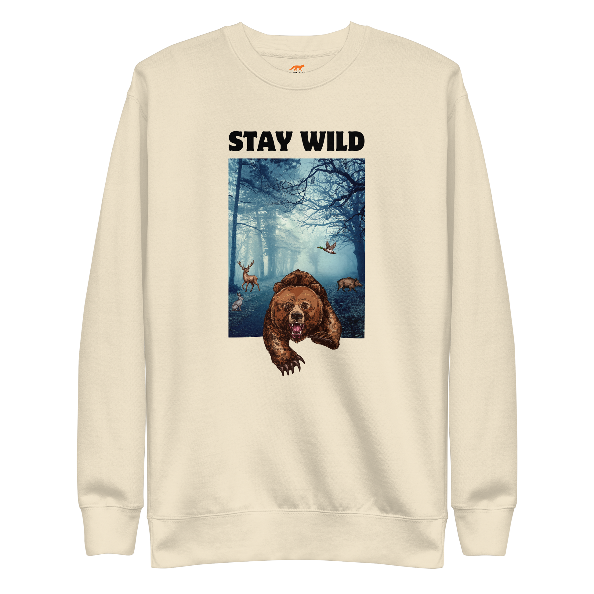 Stay Wild Bear Graphic Premium Sweatshirt Online - Bone - Boozy Fox