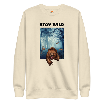 Stay Wild Bear Graphic Premium Sweatshirt Online - Bone - Boozy Fox