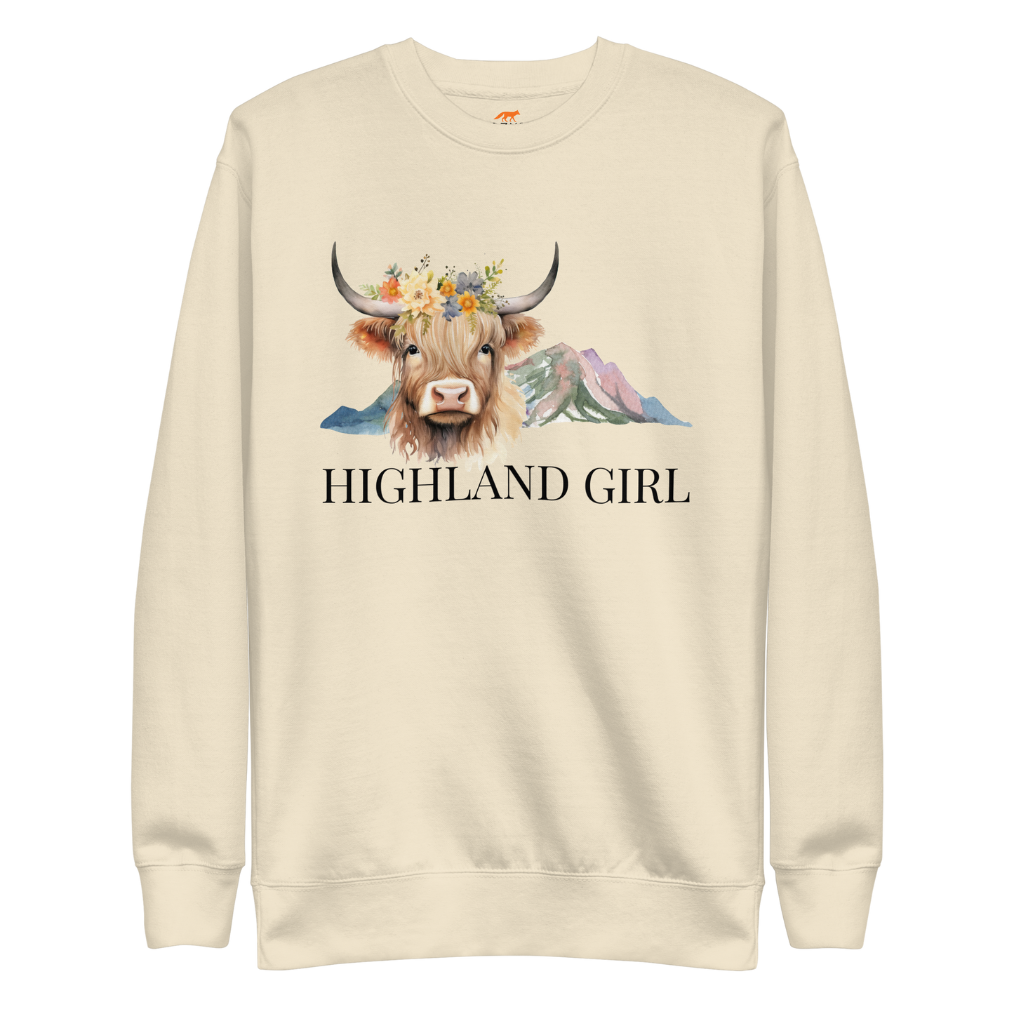 Women's Highland Cow Graphic Premium Sweatshirt Online - bone - Boozy Fox