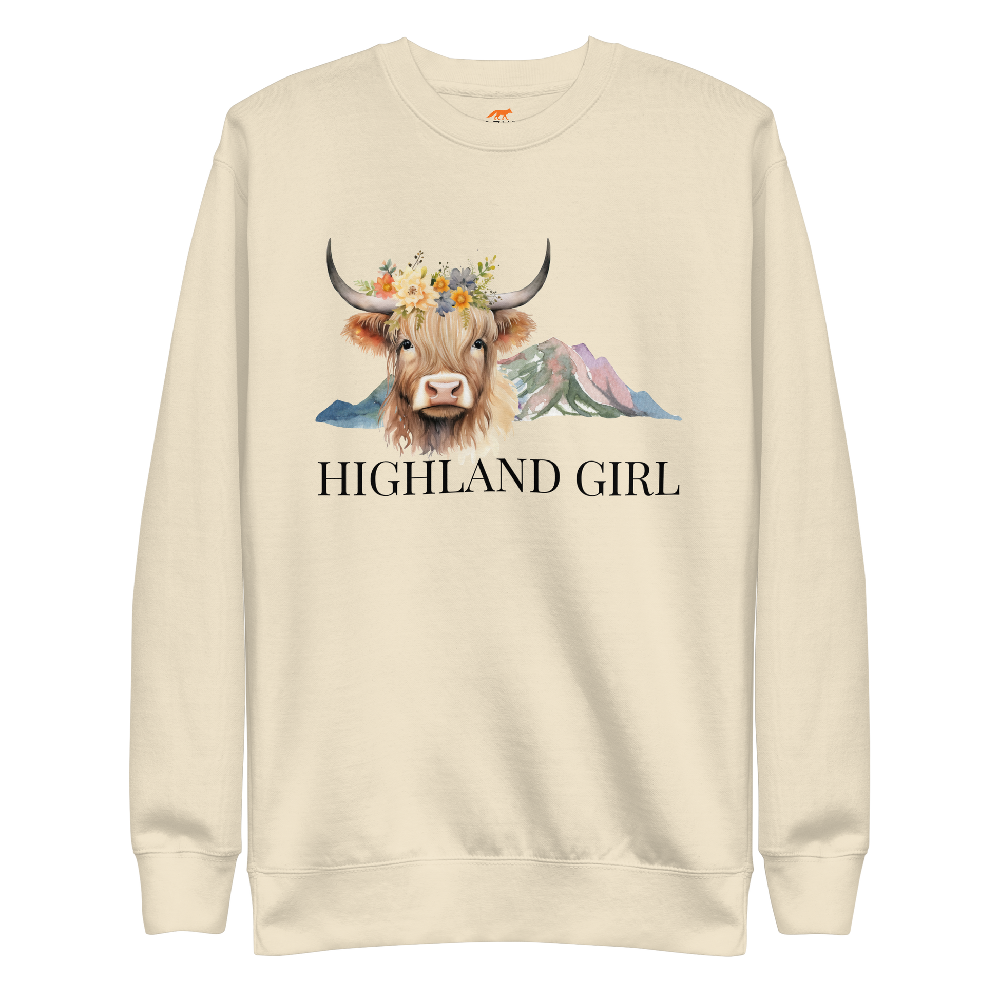 Women's Highland Cow Graphic Premium Sweatshirt Online - bone - Boozy Fox