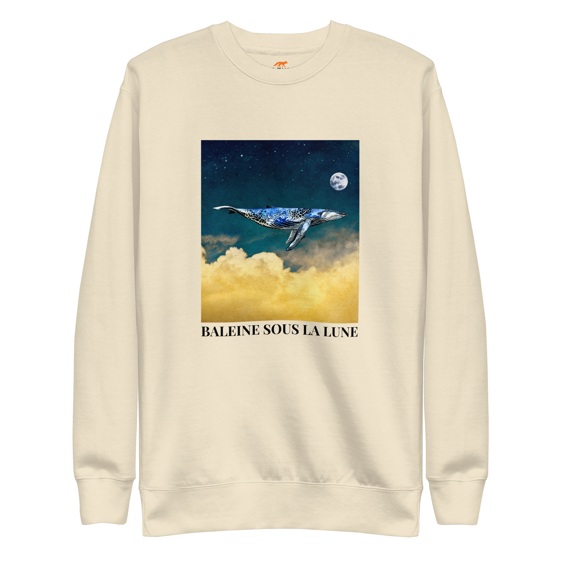Whale Under The Moon Graphic Premium Sweatshirt Online - Bone - Boozy Fox