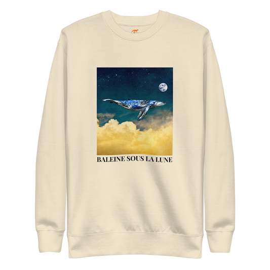 Whale Under The Moon Graphic Premium Sweatshirt Online - Bone - Boozy Fox