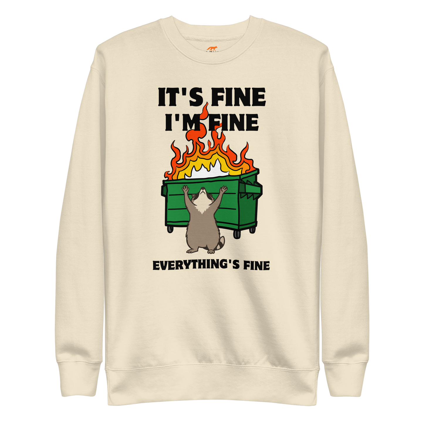 Funny Dumpster Fire Raccoon premium graphic sweatshirt in bone by Boozy Fox