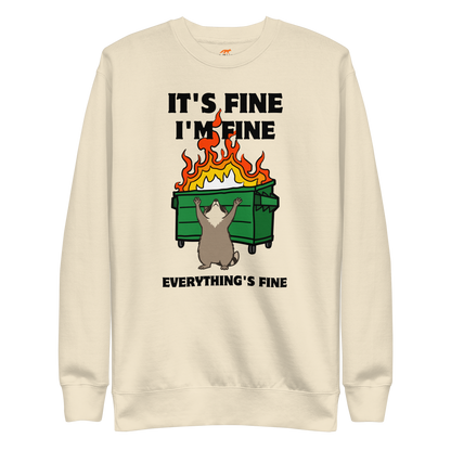 Funny Dumpster Fire Raccoon premium graphic sweatshirt in bone by Boozy Fox