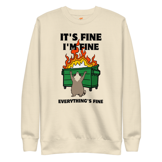 Funny Dumpster Fire Raccoon premium graphic sweatshirt in bone by Boozy Fox