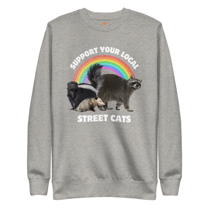 Support Your Local Street Cats Graphic Premium Sweatshirt Online - Carbon Grey - Boozy Fox
