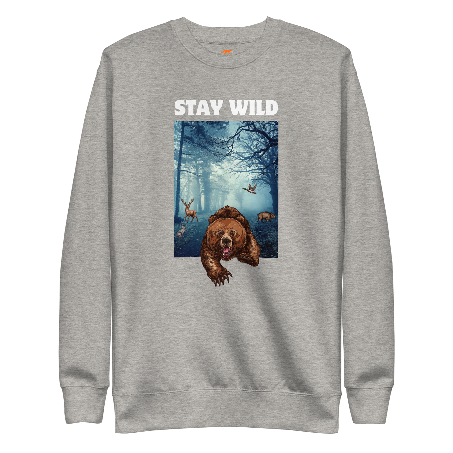 Stay Wild Bear Graphic Premium Sweatshirt Online - Carbon Grey - Boozy Fox