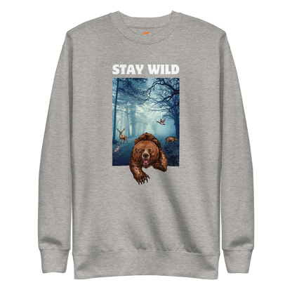 Stay Wild Bear Graphic Premium Sweatshirt Online - Carbon Grey - Boozy Fox