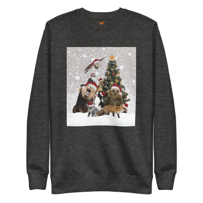 Christmas Animals Graphic Premium Sweatshirt Online - Charcoal Heather - Boozy Fox