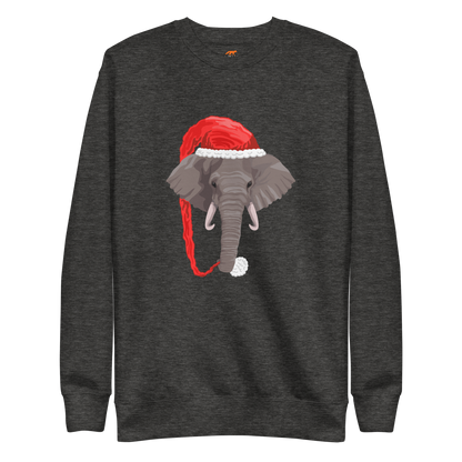 Christmas Elephant Graphic Premium Sweatshirt Online - Charcoal Heather - Boozy Fox