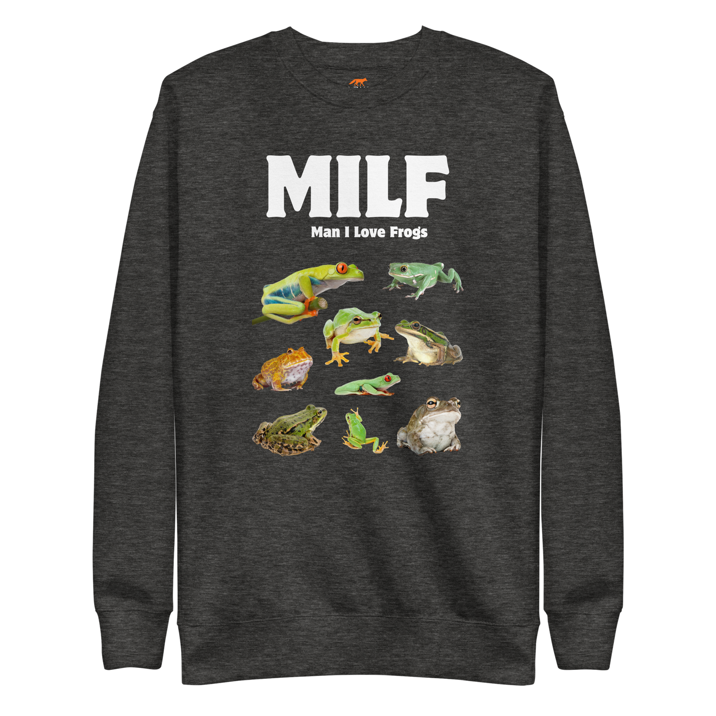 Man I Love Frogs Graphic Premium Sweatshirt Online - Charcoal Heather - Boozy Fox