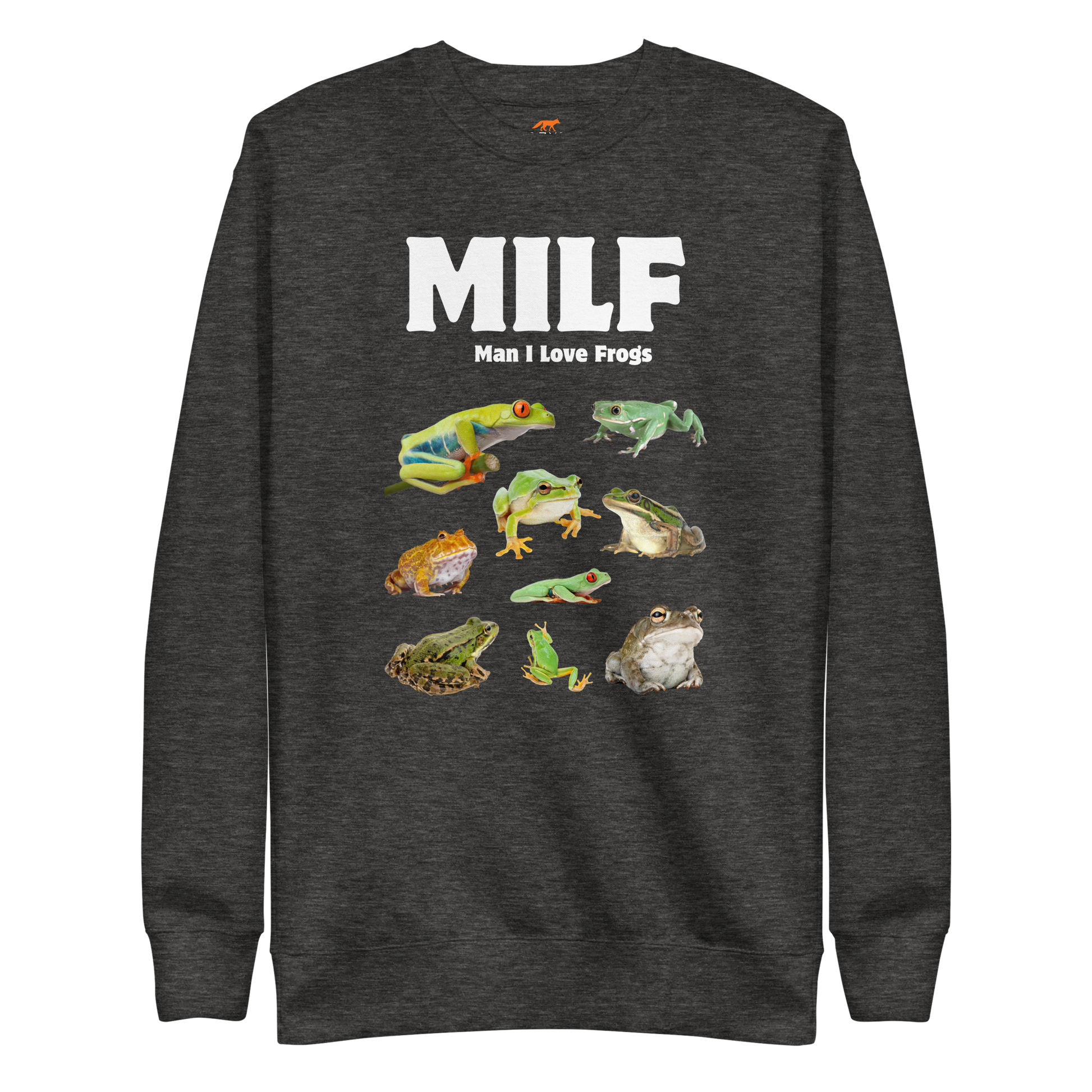 Man I Love Frogs Graphic Premium Sweatshirt Online - Charcoal Heather - Boozy Fox