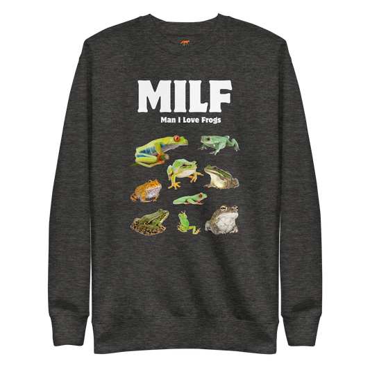 Man I Love Frogs Graphic Premium Sweatshirt Online - Charcoal Heather - Boozy Fox