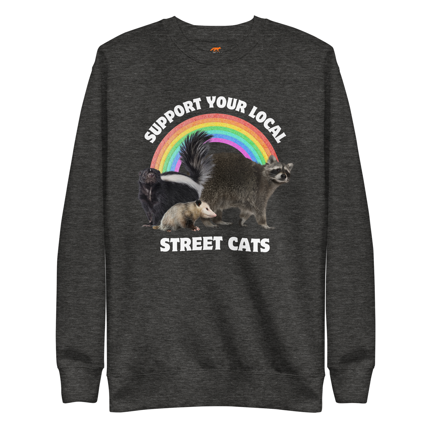 Support Your Local Street Cats Graphic Premium Sweatshirt Online - Charcoal Heather - Boozy Fox