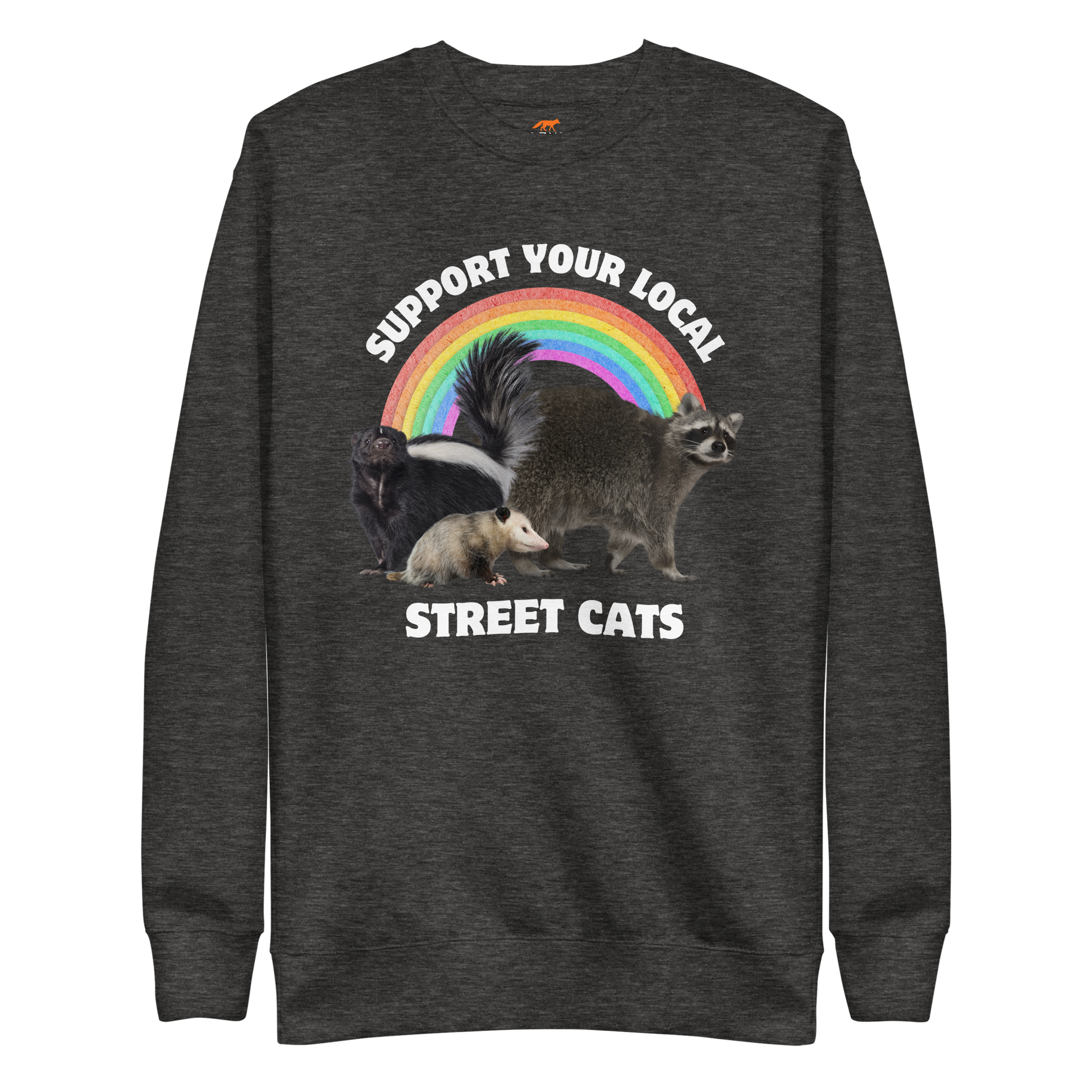 Support Your Local Street Cats Graphic Premium Sweatshirt Online - Charcoal Heather - Boozy Fox
