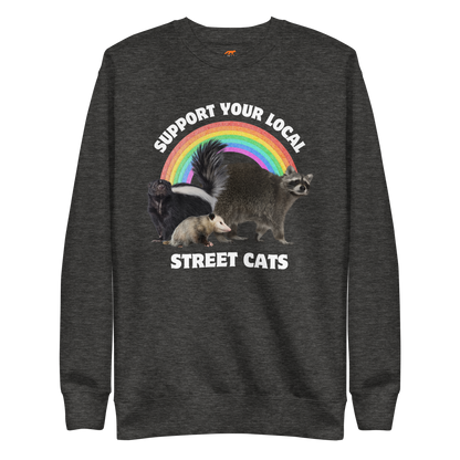 Support Your Local Street Cats Graphic Premium Sweatshirt Online - Charcoal Heather - Boozy Fox