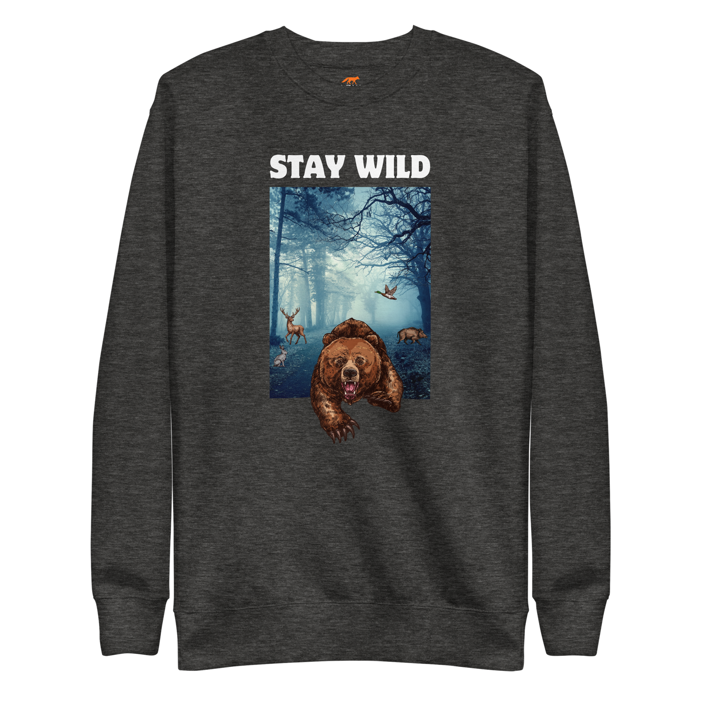 Stay Wild Bear Graphic Premium Sweatshirt Online - Charcoal Heather - Boozy Fox