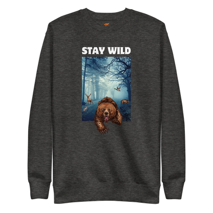 Stay Wild Bear Graphic Premium Sweatshirt Online - Charcoal Heather - Boozy Fox