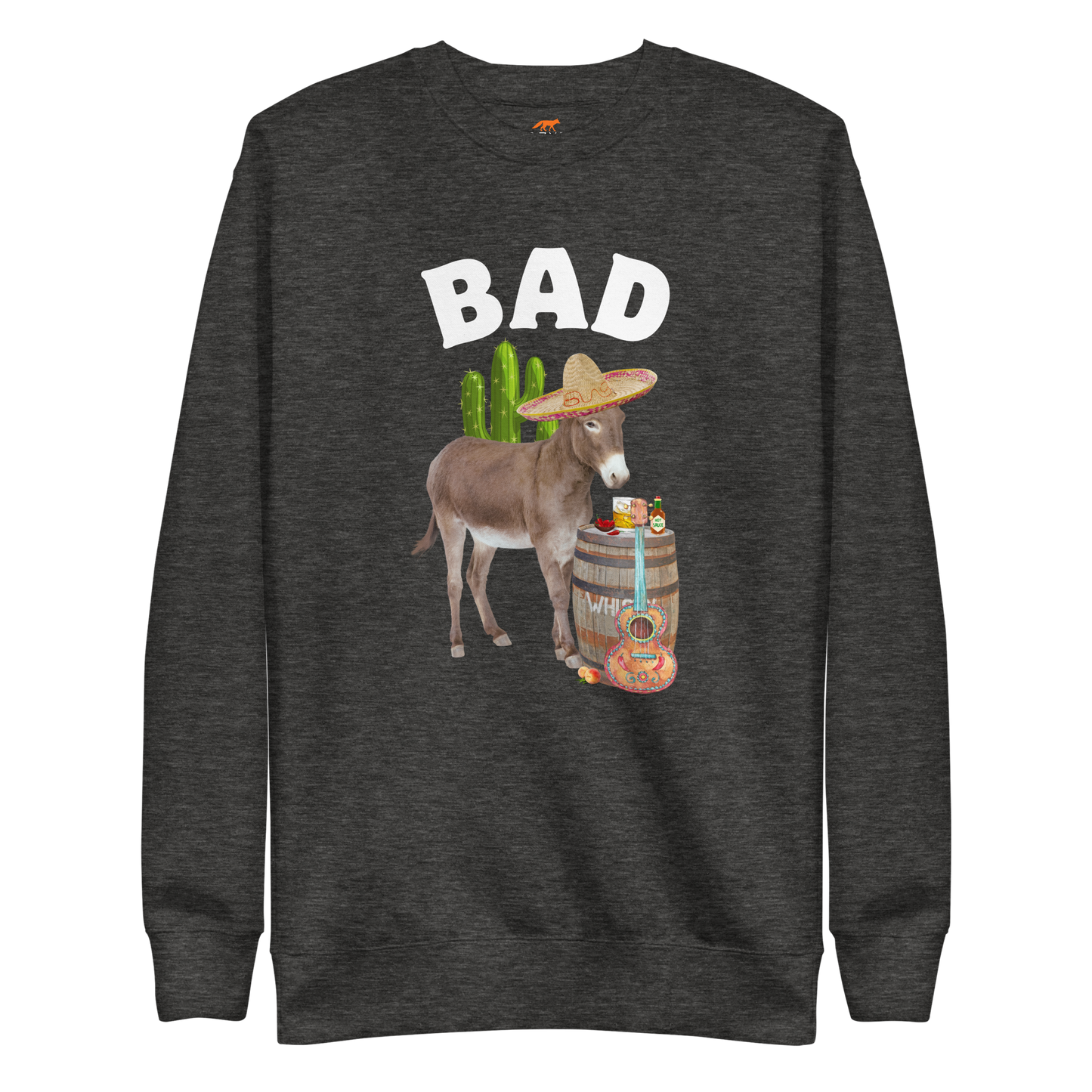 Bad Ass Donkey Graphic Premium Sweatshirt Online - Charcoal Heather - Boozy Fox