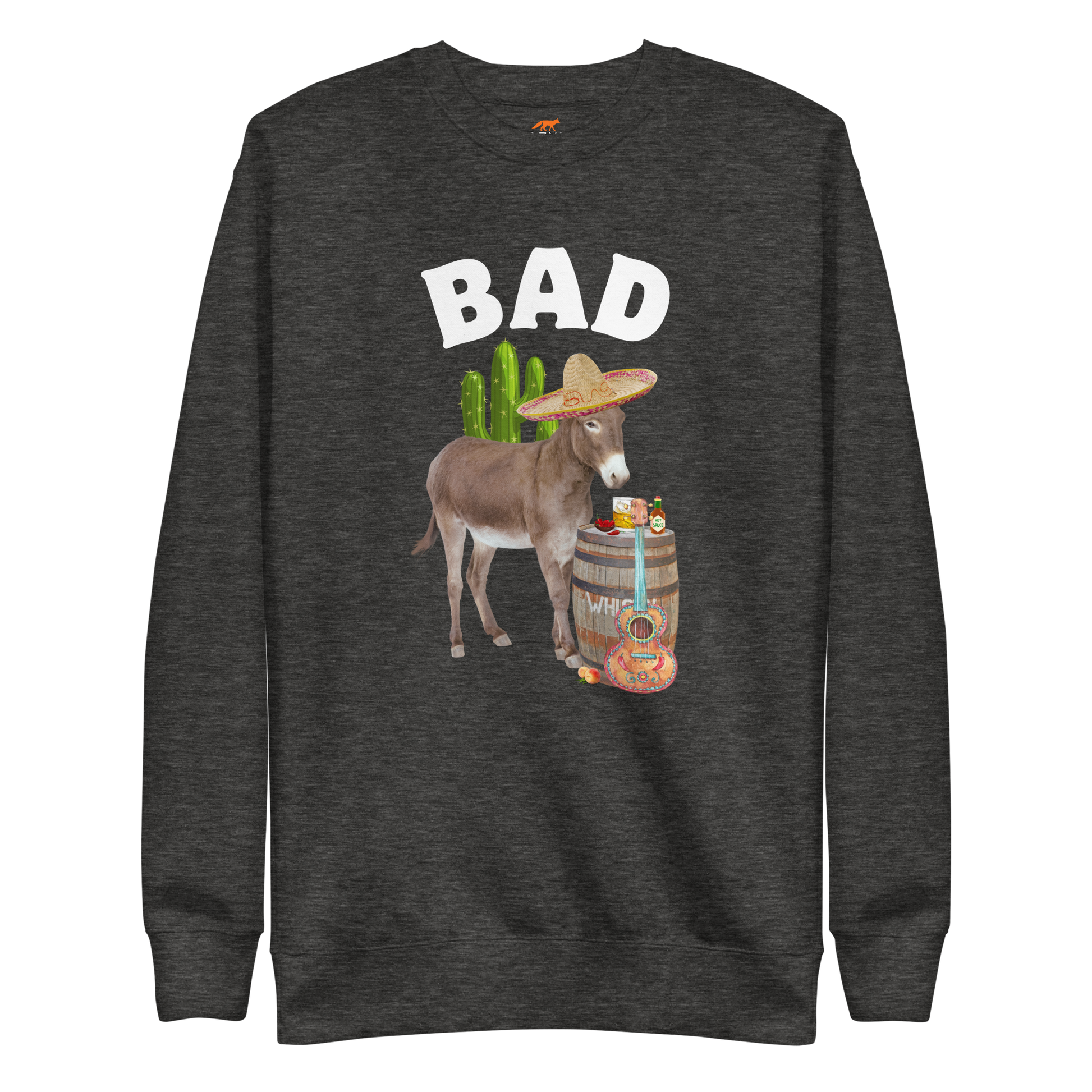 Bad Ass Donkey Graphic Premium Sweatshirt Online - Charcoal Heather - Boozy Fox