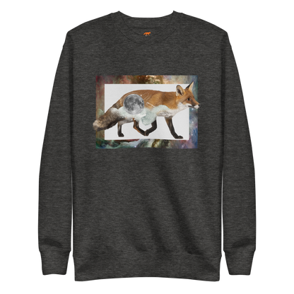 Space Fox Graphic Premium Sweatshirt Online - Charcoal Heather - Boozy Fox