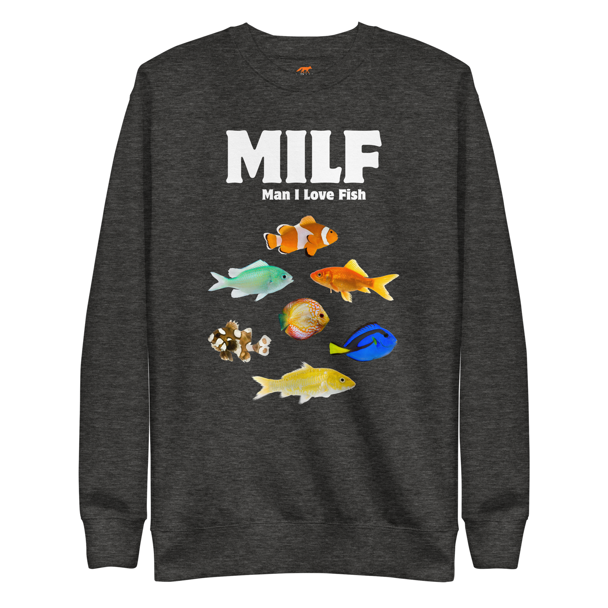 Man I Love Fish Graphic Premium Sweatshirt Online - Charcoal Heather - Boozy Fox