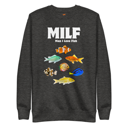 Man I Love Fish Graphic Premium Sweatshirt Online - Charcoal Heather - Boozy Fox