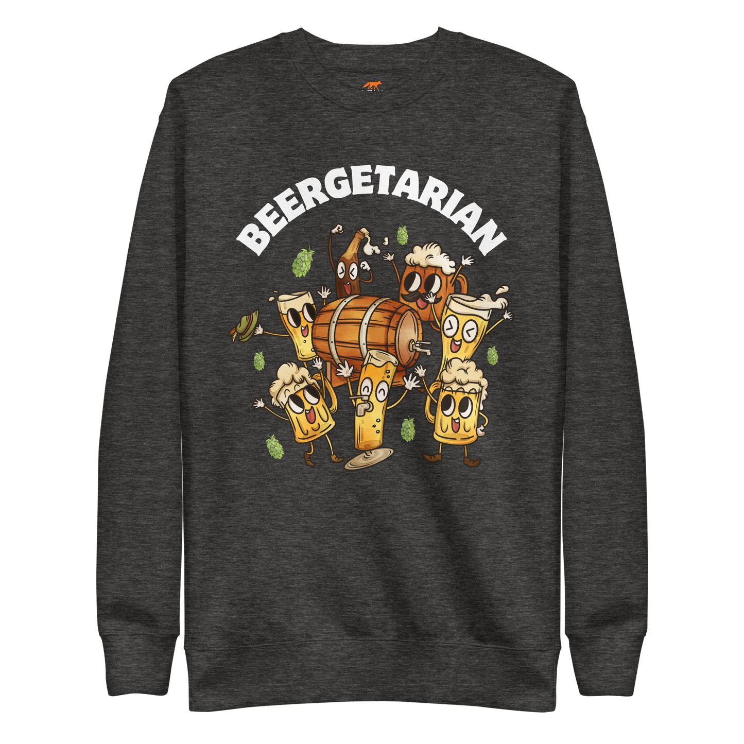 Beergetarian Beer Graphic Premium Sweatshirt Online - Charcoal Heather - Boozy Fox