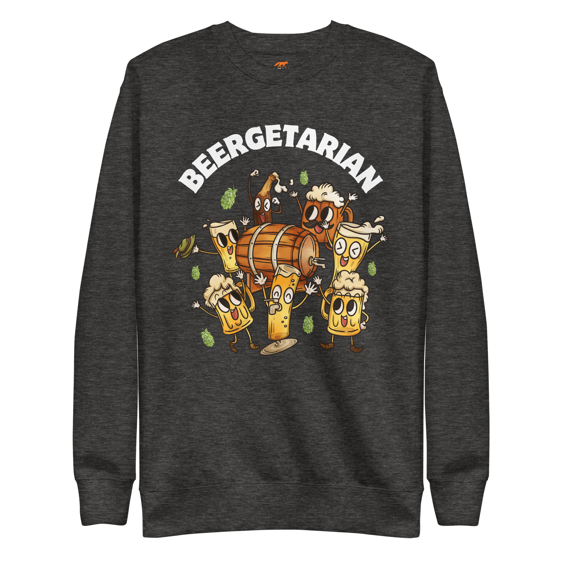 Beergetarian Beer Graphic Premium Sweatshirt Online - Charcoal Heather - Boozy Fox