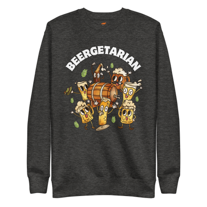 Beergetarian Beer Graphic Premium Sweatshirt Online - Charcoal Heather - Boozy Fox