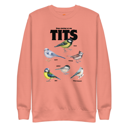 Stop Staring At My Tits Graphic Premium Sweatshirt Online - Dusty Rose - Boozy Fox