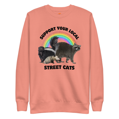 Support Your Local Street Cats Graphic Premium Sweatshirt Online - Dusty Rose - Boozy Fox