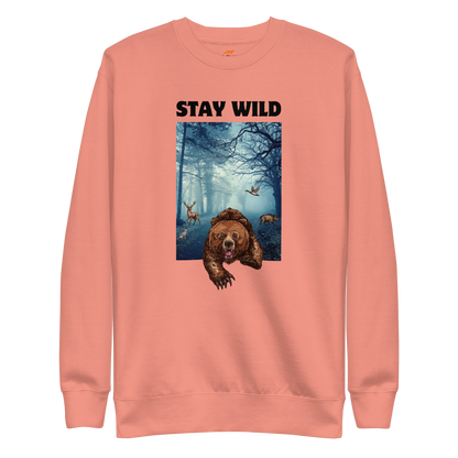 Stay Wild Bear Graphic Premium Sweatshirt Online - Dusty Rose - Boozy Fox