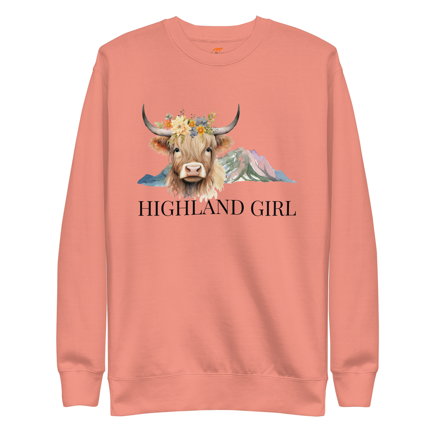 Women's Highland Cow Graphic Premium Sweatshirt Online - dusty rose - Boozy Fox
