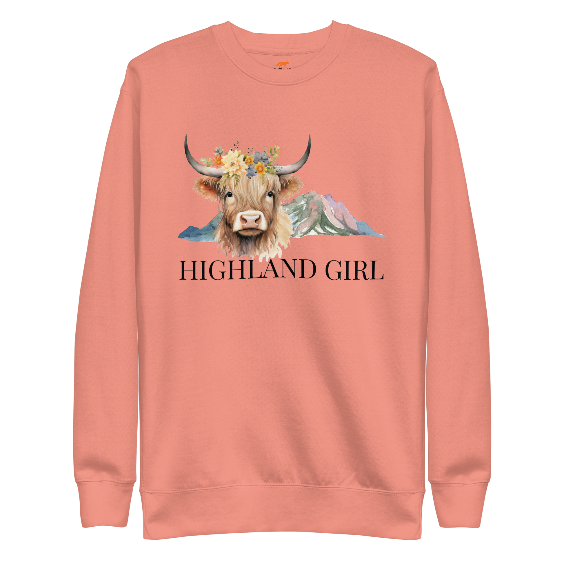 Women's Highland Cow Graphic Premium Sweatshirt Online - dusty rose - Boozy Fox