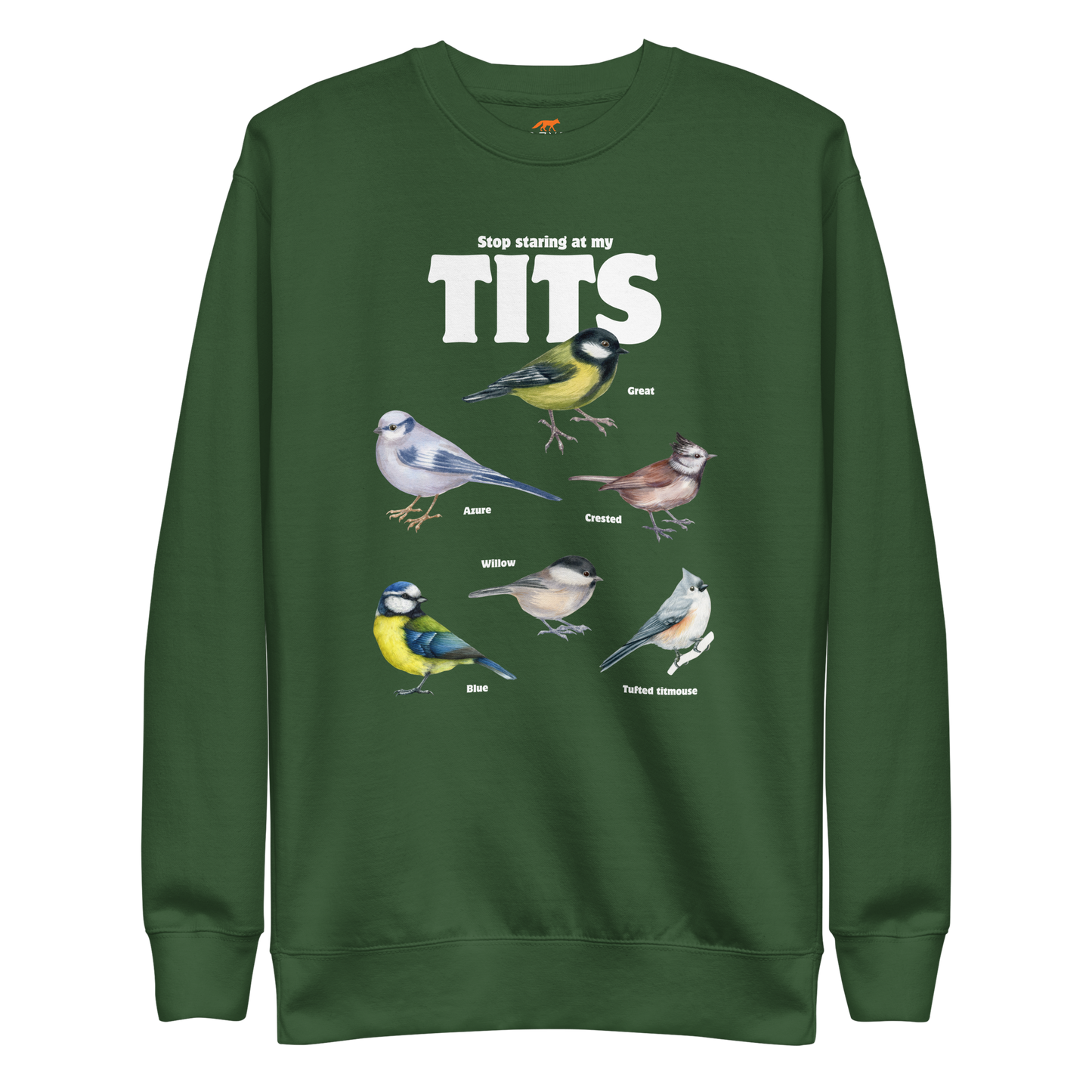 Stop Staring At My Tits Graphic Premium Sweatshirt Online - Forest Green - Boozy Fox