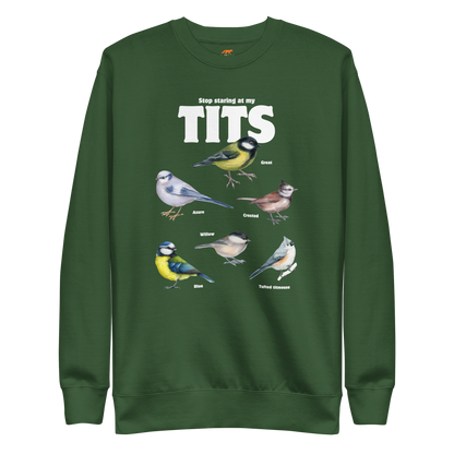 Stop Staring At My Tits Graphic Premium Sweatshirt Online - Forest Green - Boozy Fox