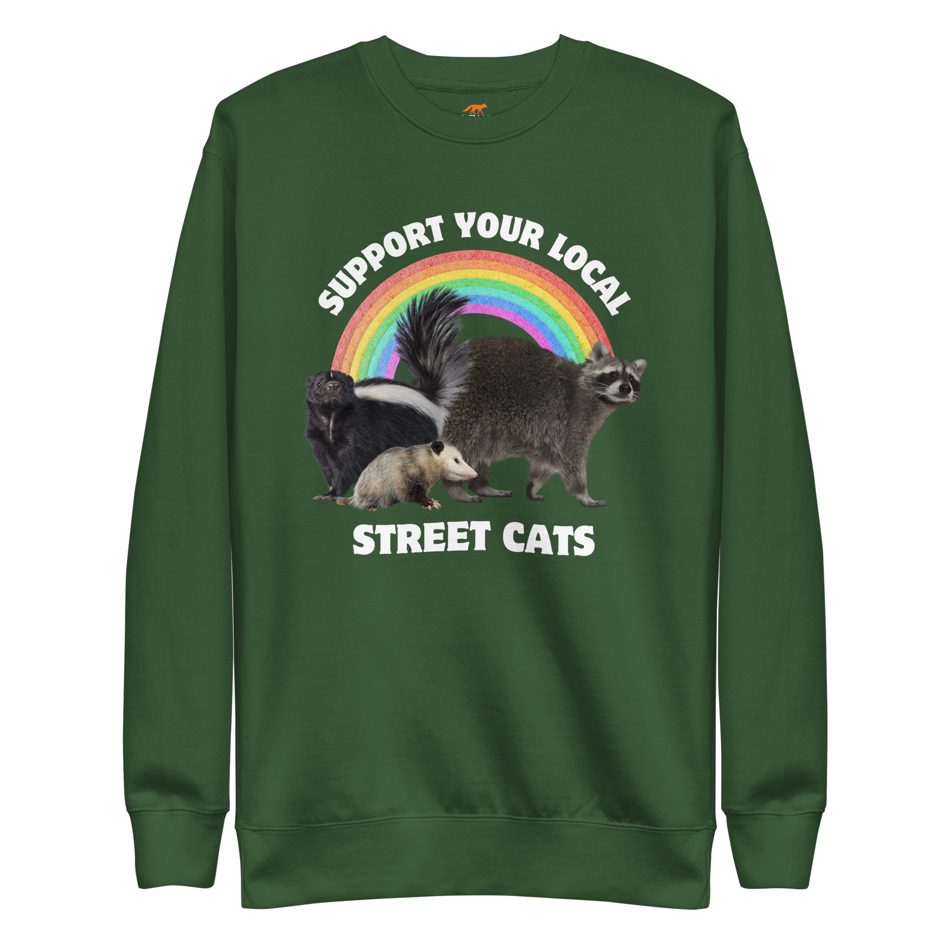 Support Your Local Street Cats Graphic Premium Sweatshirt Online - Forest Green - Boozy Fox